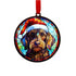 Dachshund Wirehaired in Santa Hat Suncatcher Decoration